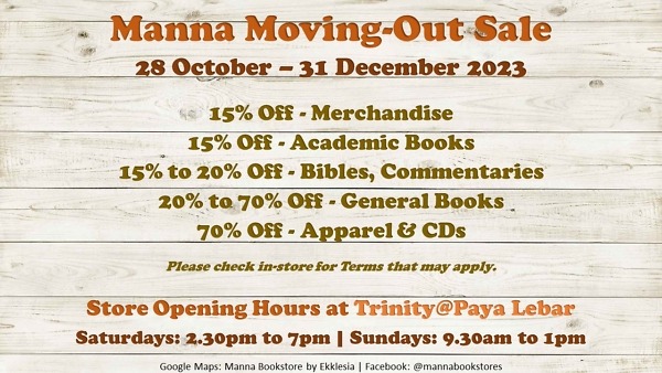 Manna Bookstore Moving-Out Sale